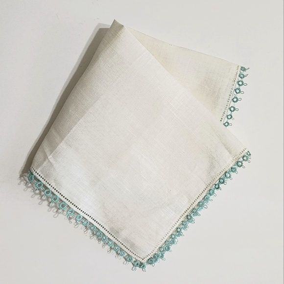 Something Blue Vintage Linen Handkerchief - Picture 1 of 3